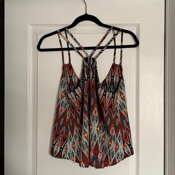 Flowy Spaghetti Strapped Tribal Print Top - Picture 2 of 2